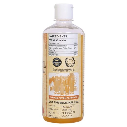 North Kashmiri Mamra Almond Pure Oil 500ML Vedic Nutraceuticals